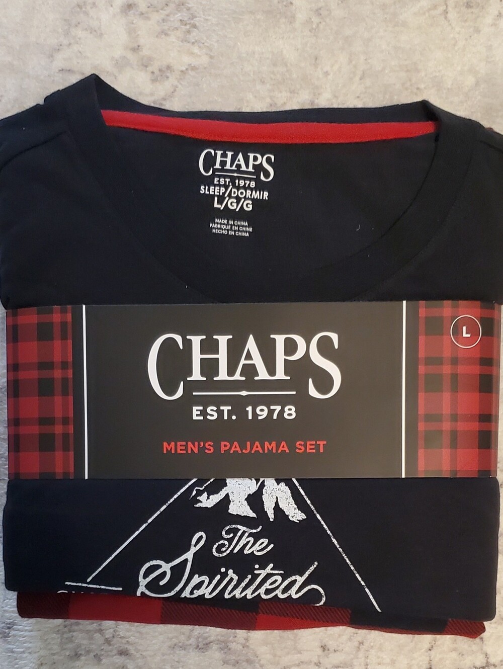 New Chaps Men's 2 PC Pajamas Set Black/Red Buffalo Plaid Pants